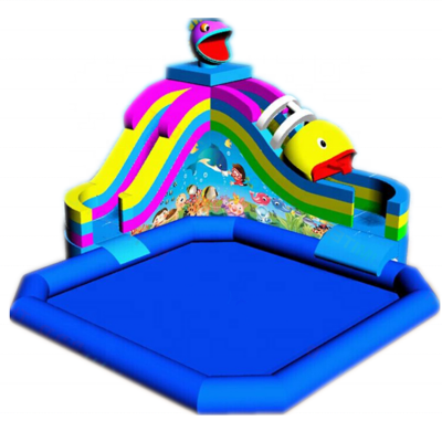 Water pool inflatable / Inflatable pool with water slide for commercial